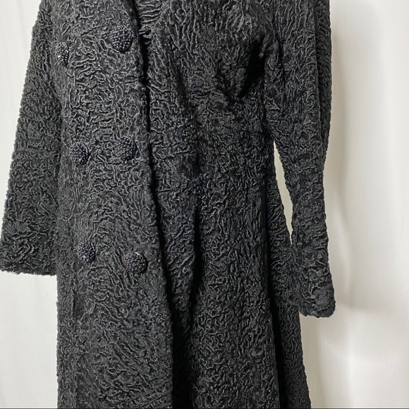 Revillon Black Curly Persian Lamb Fur Coat - Picture 3 of 13
